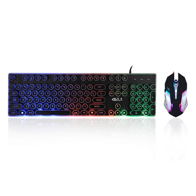 

GE selection GESOBYTE GX12 wired gaming keyboard&mouse set punk imitation mechanical feel keyboard macro definition mouse USB keyboard USB silent mouse Jedi survival