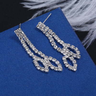 

Bridal Jewelry Two Piece Set Rhinestone Peacock Earrings Necklace Cup Chain Luxury Jewelry Sets For Women