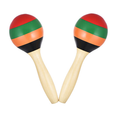 

Pair of Wooden Maracas Rumba Shakers Rattles Sand Hammer Percussion Instrument Musical Toy for Kid Children Party Games
