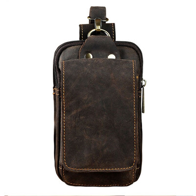 

Men Vintage Leather Waist Fanny Pack Cell Phone Cover Case Belt Bum Bag Coin Purse Wallet Travel Pouch with Hook&Belt Loop