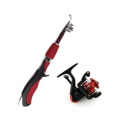 

HENG JIA Mini Short Fishing Pole Light Weight Lure Spincast Beginner Portable Fishing Angling Rod with Tackle Box