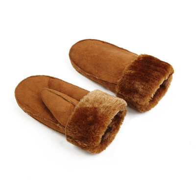 

Women Girl Winter Warm Mittens Gloves Knitted Fleece Lined Thermal Thick Gloves