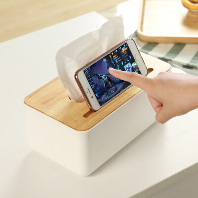 

Bingyou tissue box oak paper towel pumping wooden paper box napkin storage box square three grid 22199cm