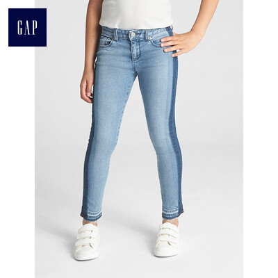 

GAP flagship store girls basic style stitching striped skinny jeans 329120 shallow wash blue 120cm 6