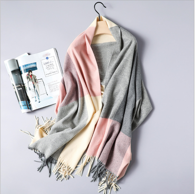 

Cross-border Wool Chequered Scarf Women Wholesale European&American Wind Autumn&Winter New Thickened Warm Shawl Dual-purp