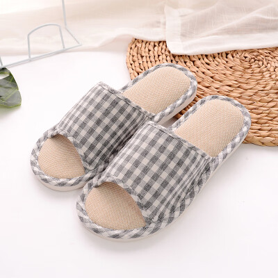 

Yule couple home indoor light&simple wooden floor linen slippers mens YT2529 black 4445