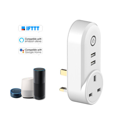 

WIFI Smart Plug Wireless Remote Control Timing Function Smart Wall Socket with Dual USB OutletsVoice Control Compatible with Goog