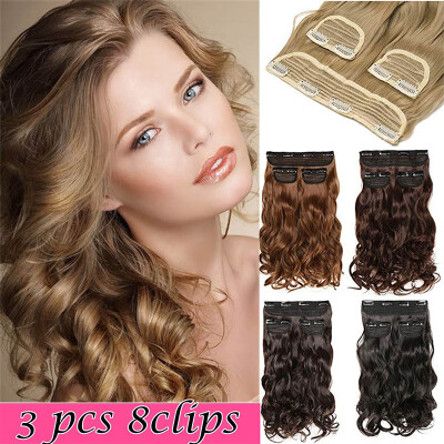 

20" Clip In Hair Extension 3 Pcs 8 Clips 34 Full Head Real Thick Hairpiece Clip In Curly Straight Synthetic Heat Resistant Hair