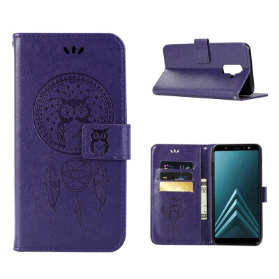 

MOONCASE Samsung Galaxy J8 Windbell Owl Embossed Leather Case - Purple