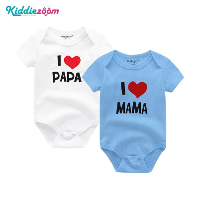 

Kiddiezoom 2PCSLot I Love PaPa MaMa Baby Boys Clothes 100Cotton Babywear Bodysuits Baby Girls Clothes Newborn Short Sleeve