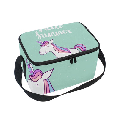 

Lunch Box Insulated Lunch Bag Large Cooler Summer Smile Unicorn Tote Bagfor Kids Men Women