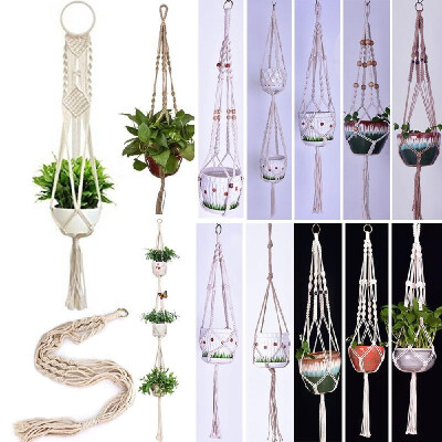 

Hand Made Macrame Plant Hanger Hanging Planter Wall Art Home Decor Indoor Outdoor Cotton Rope Woven Hanger