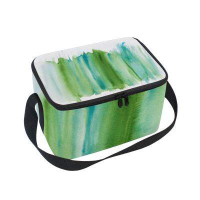 

ALAZA Lunch Box Watercolor Green Insulated Lunch Bag Large Cooler Tote Bagfor Men Women