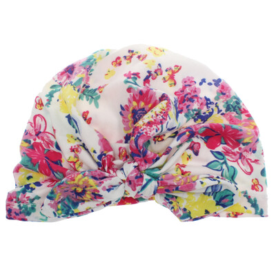 

Cute Fashion Flower Printed Bowknot Pullover Hat for Child Floral Bohemian Soft Hat Infant Beanie Newborn Cap for Baby Girls