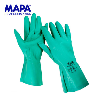

MAPA 492 nitrile anti-chemical gloves waterproof flocking gloves oil&acid resistant anti-skid 9 yards