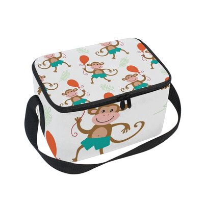 

ALAZA Lunch Box Insulated Lunch Bag Large Cooler Cartoon Monkey Tote Bag