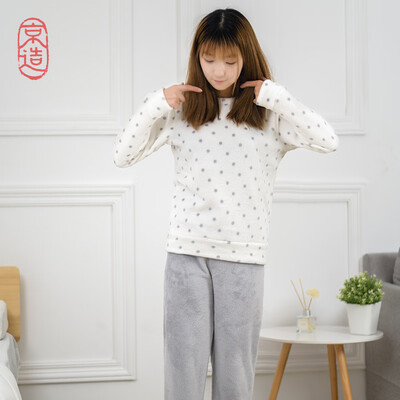 

JZAO ladies coral velvet pajamas set light gray