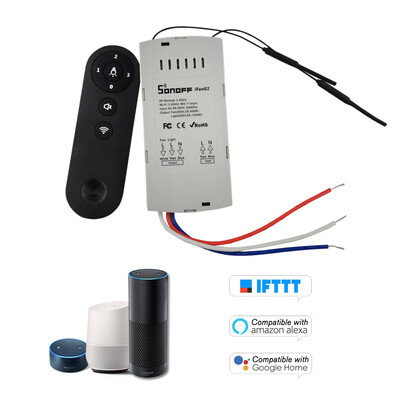 

eWeLink iFan02 Smart Switch Controller Convert LED CeilingFan to Wifi Smart APP Remote Control Adjust Fan Speed Dimmer ON OFF Comp