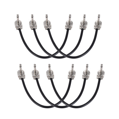 

ammoon 30cm 12in Guitar Effect Pedal Instrument Patch Cable 14" Silver Right-angle Plug Black PVC Jacket 6-Pack