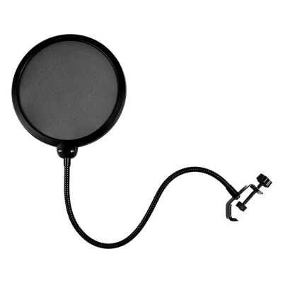 

Microphone Wind Screen Pop Filter Round Shape Mic Wind Mask Shield Screen Double-layer Cloth Mesh with Metal Stand Clip for Broadc