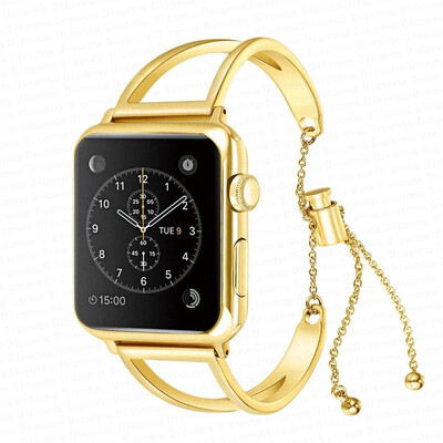 

Women Wrist Strap Bracelet For Apple Watch Bands 38mm42mm Adjustable Stainless Steel Strap With Pendant For Iwatch Series