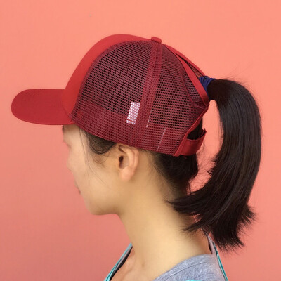 

Men Women Mesh Baseball Cap Ponytail Breathable Adjustable Back Trucker Golf Peaked Hat Headwear