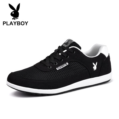 

Playboy PLAYBOY Mens Korean Fashion Joker Low Help Light Slip Sports Casual Shoes Male DA73088 Mesh - Black 39