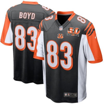 

Youth Football Jersey Cincinnati Bengals Tyler Boyd Black 50th Anniversary Patch Game Jersey