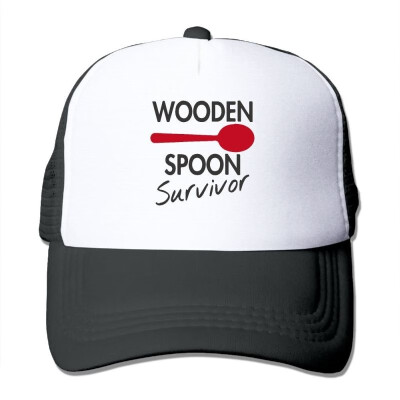 

POIWRI Wooden Spoon Survivor Fashion Adjustable Printing Snapback Mesh Hat Baseball Mesh Cap Trucker Hat