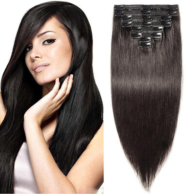 

100 Remy Human Hair Real Thick Women Girls Long Straight Full Head Hair Extension Clip In Hair Extension