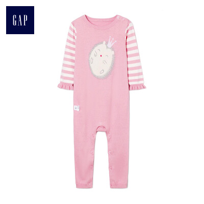 

GAP flagship store childrens clothing female baby cotton cartoon print knit jumpsuit baby bag fart 374697 autumn new playful pink 52cm 0-March