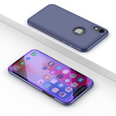 

MOONCASE Apple iPhone Xs Max Bracket Mirrored Leather Case - Purple Blue