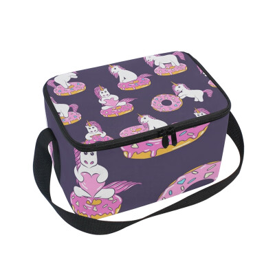 

ALAZA Cute Baby Unicorns And Donuts Lunch Box Insulated Lunch Bag Large Cooler Tote Bagfor Men Women