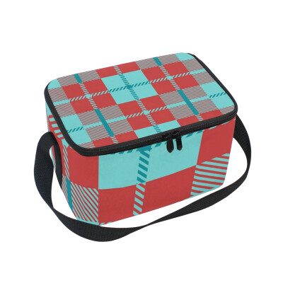 

ALAZA Lunch Box Insulated Retro Lattice Lunch Bag Large Cooler Tote Bag for Men Women