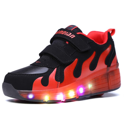 

NEW Children Glowing Sneakers Fashion Boys Girls With LED Light Up Flashing Kids Sneakers Breathable Sport Casual Roller Shoes