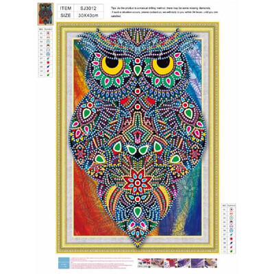 

DIY 5D Diamond Painting Embroidery Cross Stitch Owl Animal Home Decor Rhinestone Mosaic Needlework NO8 Specifications 3040