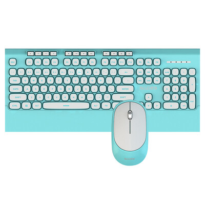 

Sades V3030 wireless mute keyboard&mouse set retro light chocolate button mouse&keyboard set office home notebook desktop computer white blue