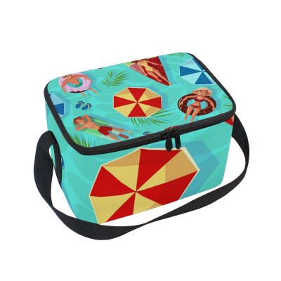 

ALAZA Lunch Box Insulated Lunch Bag Large Cooler People In The Beach Tote Bag