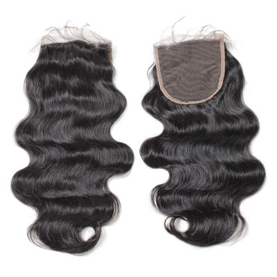 

Lace top closure 55" body wave Human hair medium brown Swiss lace