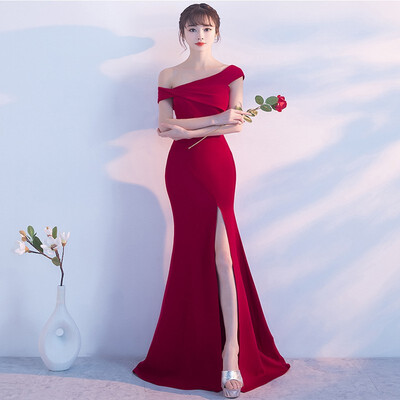 

Sexy Off The Shoulder Mermaid Long Evening Dress Elegant Backless Slim Women Party Dinner Evening