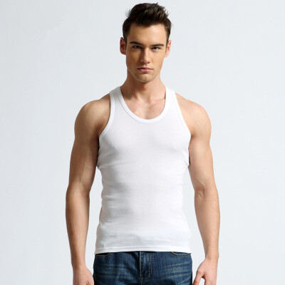 

Mens vest cotton slim bodybuilding sports solid color cotton sweat vest men