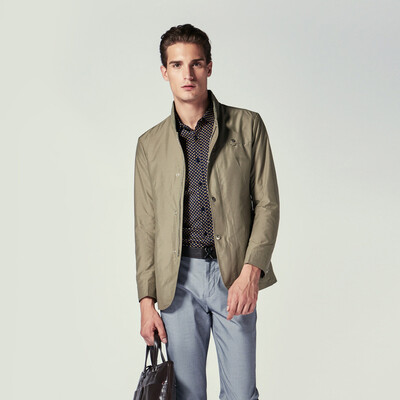 

Jinba Mens Wear K-Boxing Stand Collar Business Jacket Mens Spring Jacket Mens Casual Medium Edition Jacket Men BKZL1189 Army Green 170M