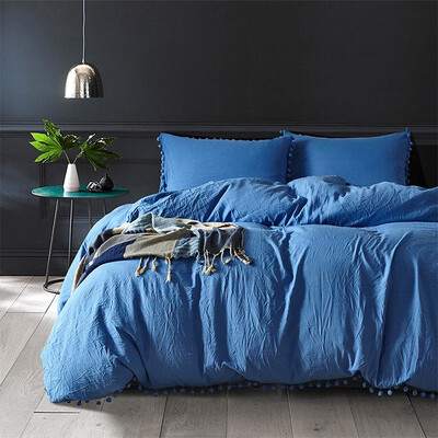 

Neillie ball side quilt cover suit bedding three piece set American size pure color bed goods