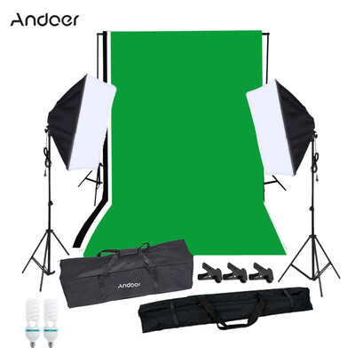 

Andoer Photography Softbox Lighting Kit with Studio BackgroundPhotography Studio Portrait Product Light Lighting Tent Kit Photo Vi