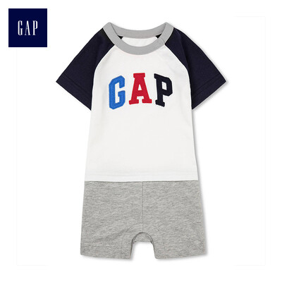 

GAP flagship store baby boy logo logo comfortable cotton pattern raglan sleeve one piece jumpsuit 230249 light sense white 0-3M