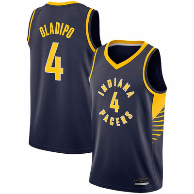 

2019 New Mens Indiana Pacers 4 Victor Oladipo Black White Yellow Basketball Jersey Size S-XXL