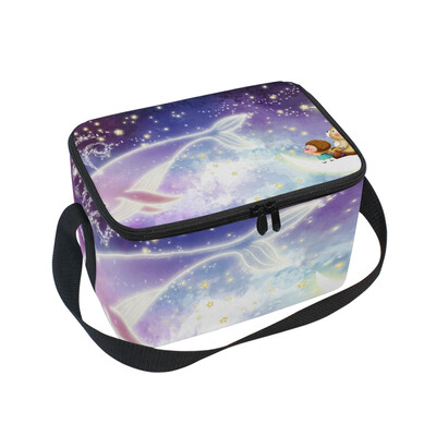 

ALAZA Lunch Box Insulated Dolphin And Bear Lunch Bag Large Cooler Tote Bagfor Men Women