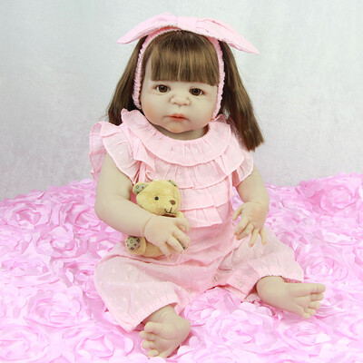 

Lovely 23 Inch 57 cm Full Silicone Body Reborn Dolls Newborn Girl Lifelike Babies Doll Toy For Kids Christmas Gift