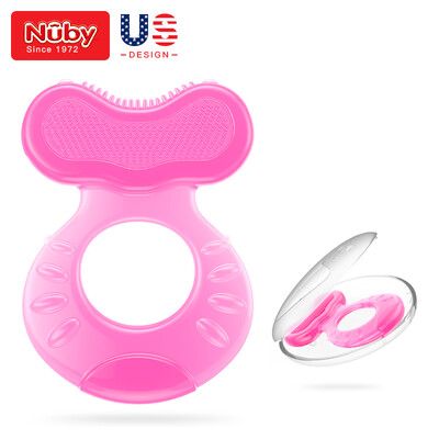 

Nuby baby teether baby molar stick pacifier newborn toothbrush bite chew with toilet box more than 3 months pink