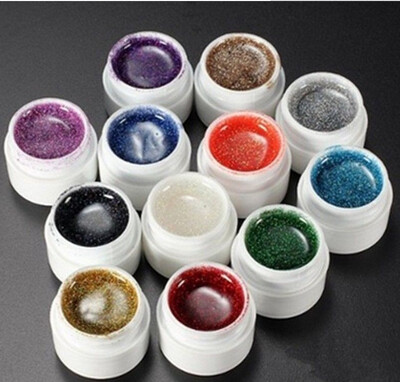 

12 Mixed Colors Nail Art Glitter Powder Dust Resin UV Gel Tips Decoration Set